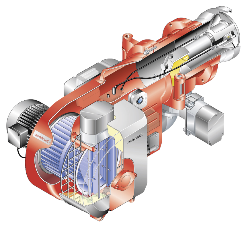 Sectional representation of gas burner (Weishaupt)