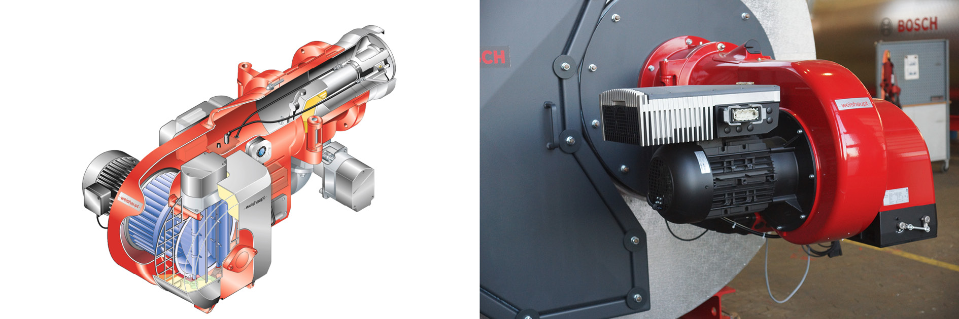 Sectional representation of monoblock burner (Weishaupt)