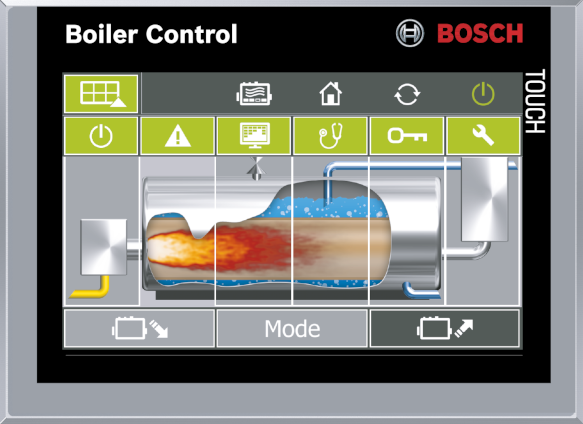 Control de calderas BCO - ejemplo de pantalla para calderas de vapor