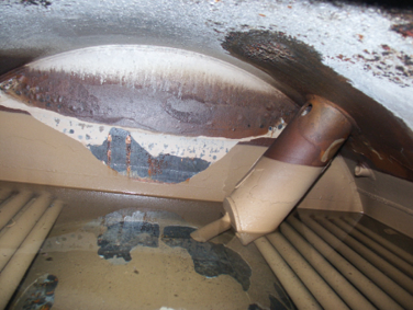 Water-side deposits on the tube panel and tube plate of the boiler