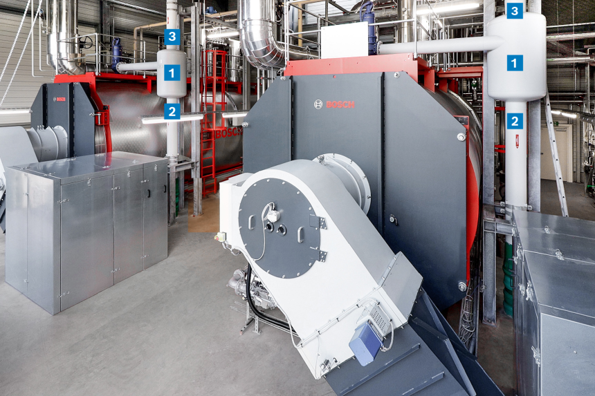 Heißwasserkesselanlage mit korrekt eingesetztem Sicherheitsventil